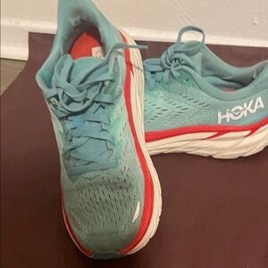 Hoka Women's Teal and Red Athletic Shoes